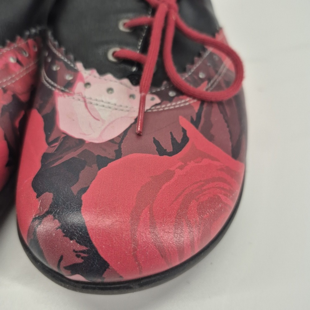 John Fluevog Erika Brogued Oxford Red Black Pink Leather Size 8.5 - Picture 7 of 16